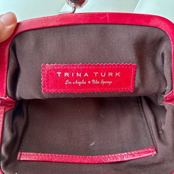 Trina Turk red leather clutch purse. EUC. Perfect for a night out! - Picture 2 of 3